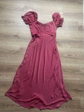 Women's Dusty Rose Puff-Sleeve Maxi Dress